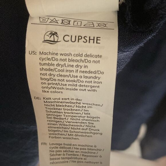 Cupshe New Navy Blue Plunge Tie Sleeeveless Mini Swim Beach Cover Up Dress M - Picture 5 of 6